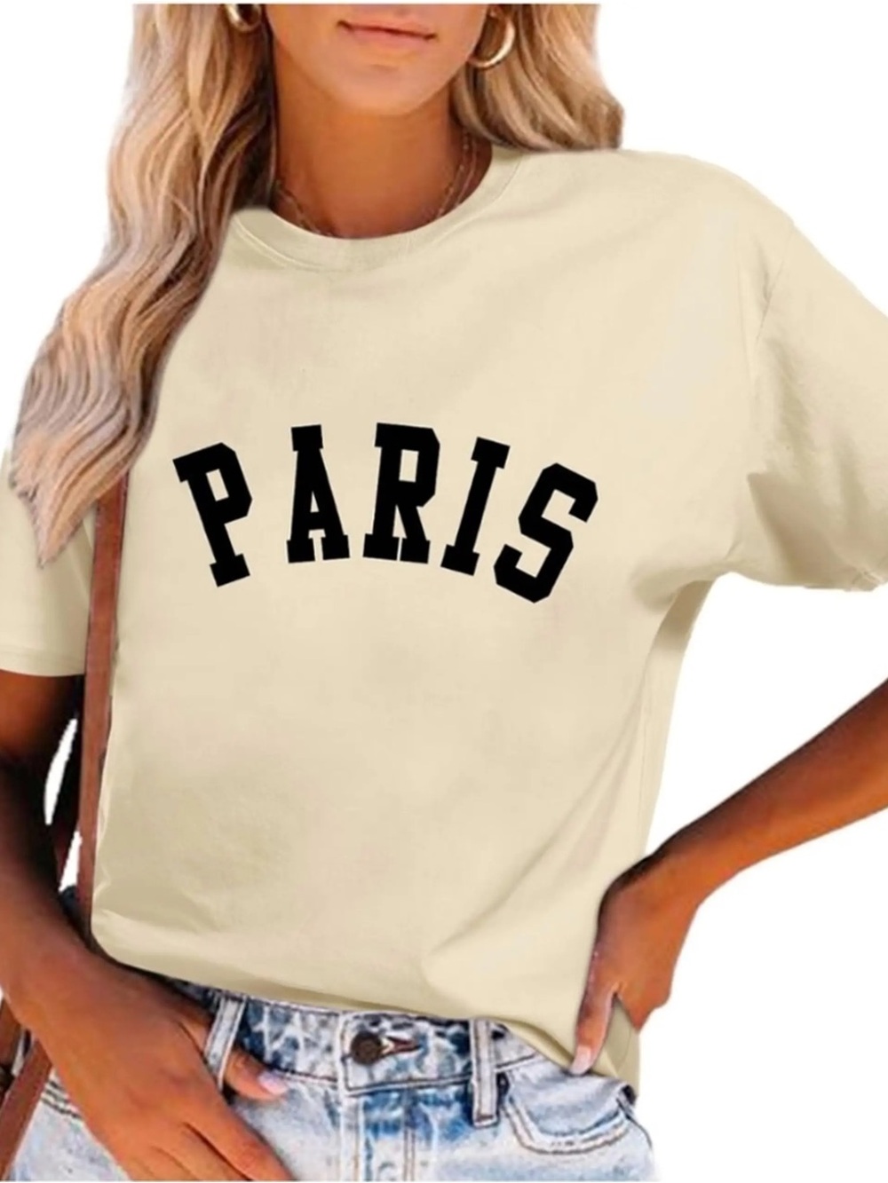 H&M Paris Graphic Tee - Cream with black Lettering 2 tees